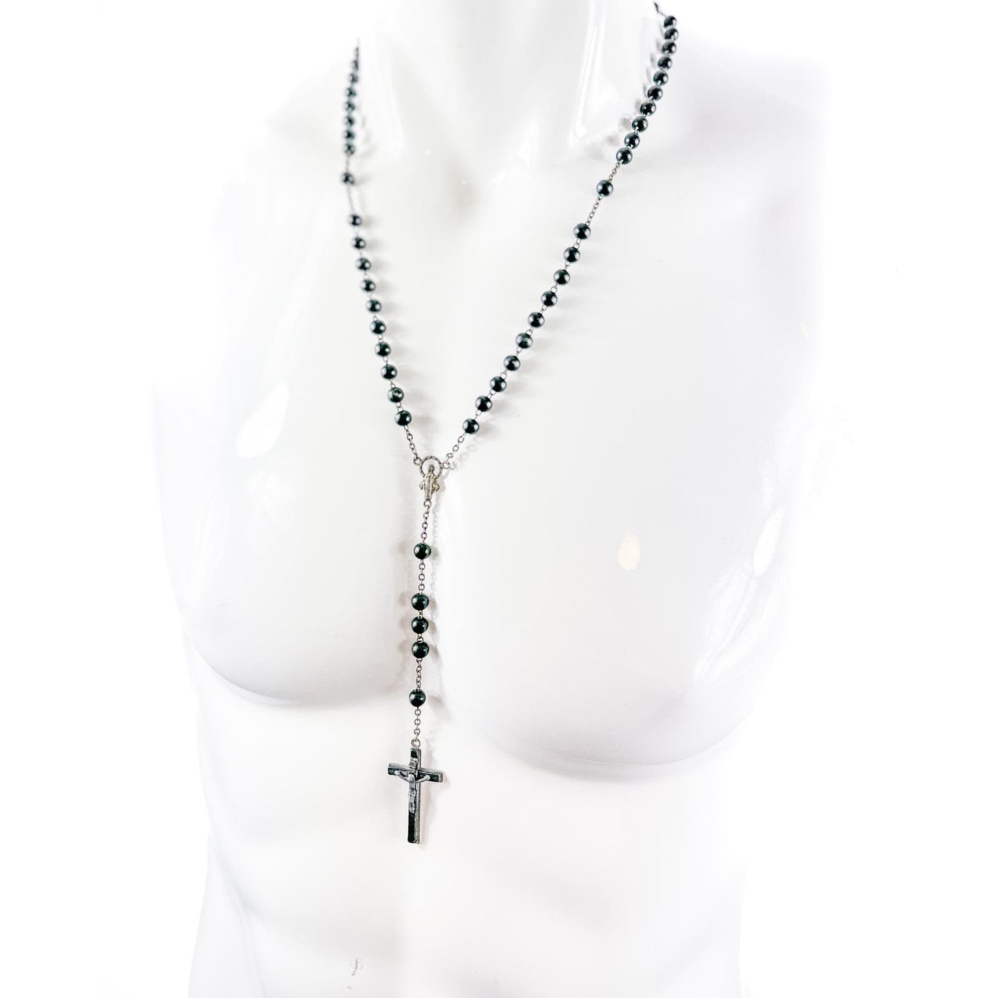Wood Bead Rosary Necklace