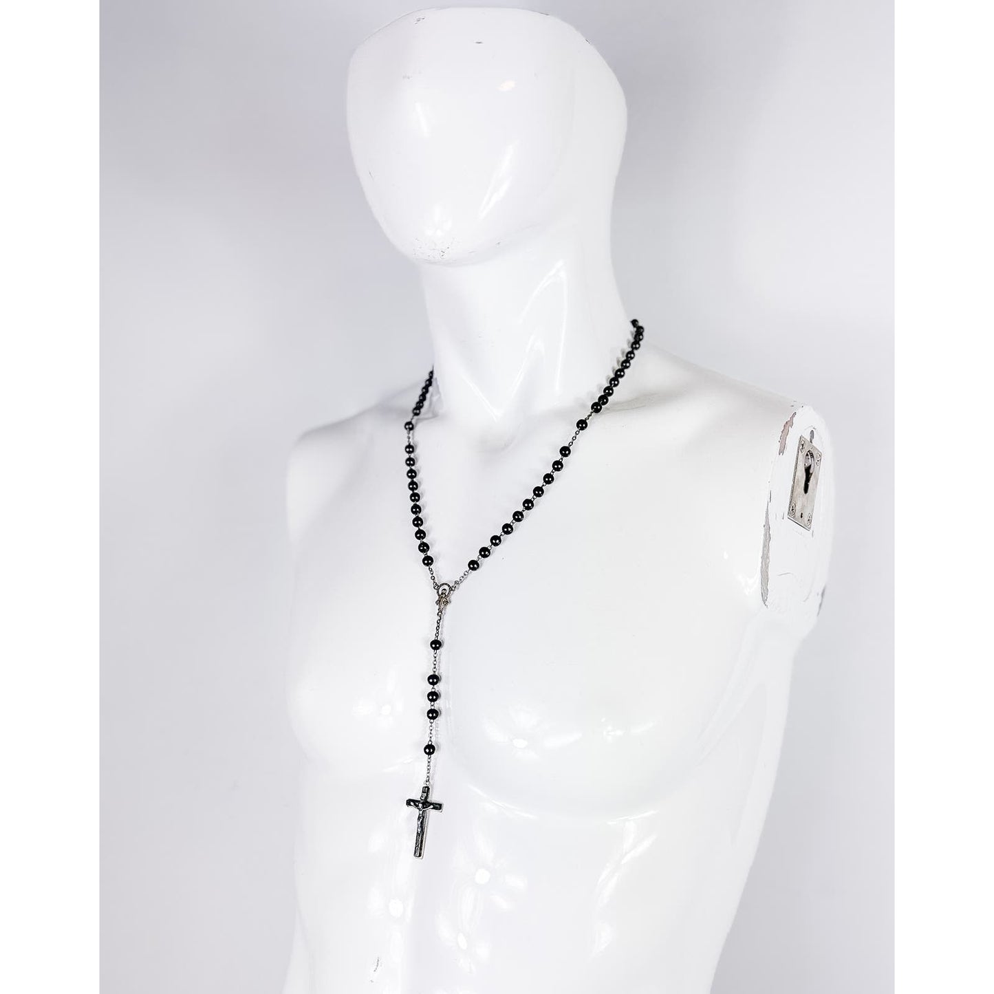 Wood Bead Rosary Necklace