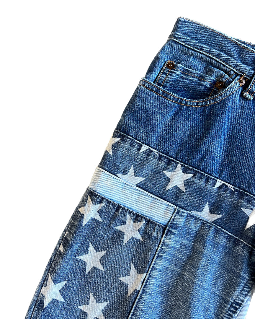 Flag Denim Shorts