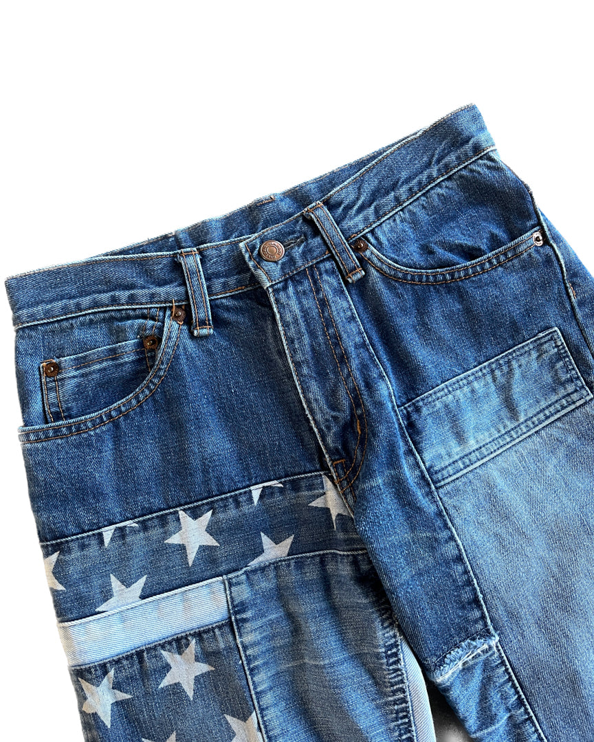 Flag Denim Shorts