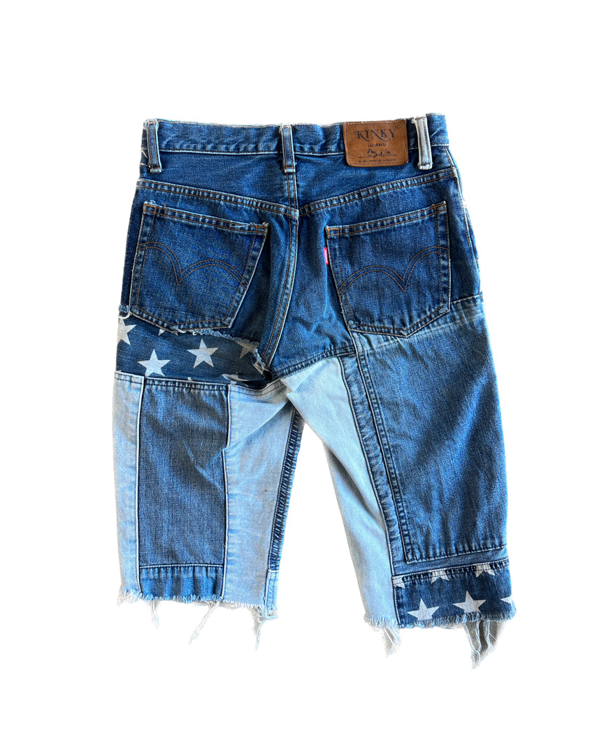 Flag Denim Shorts