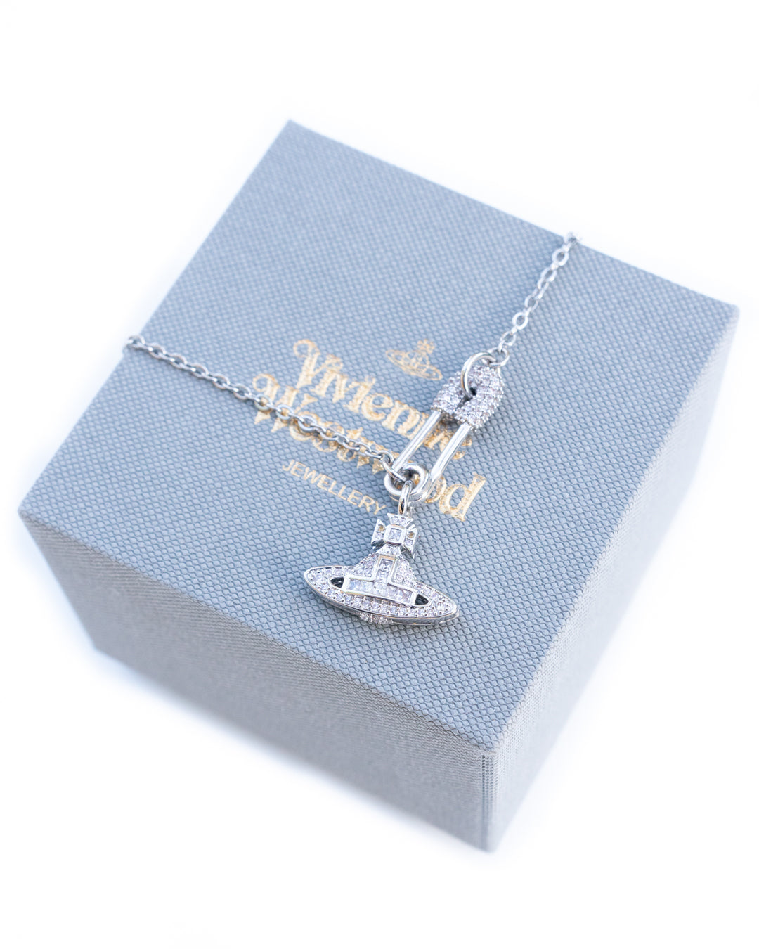 Safety Pin Orb Necklace