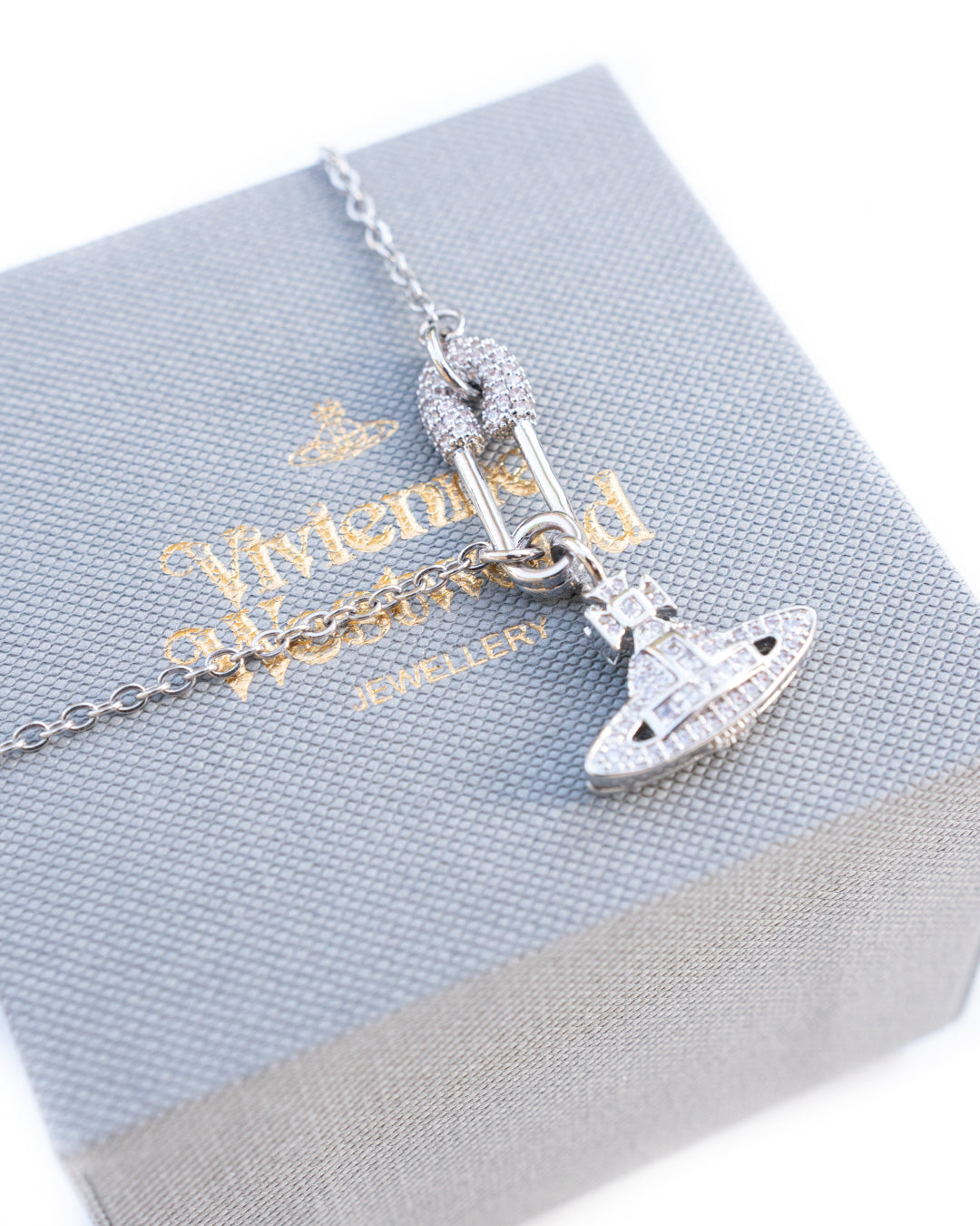 Safety Pin Orb Necklace