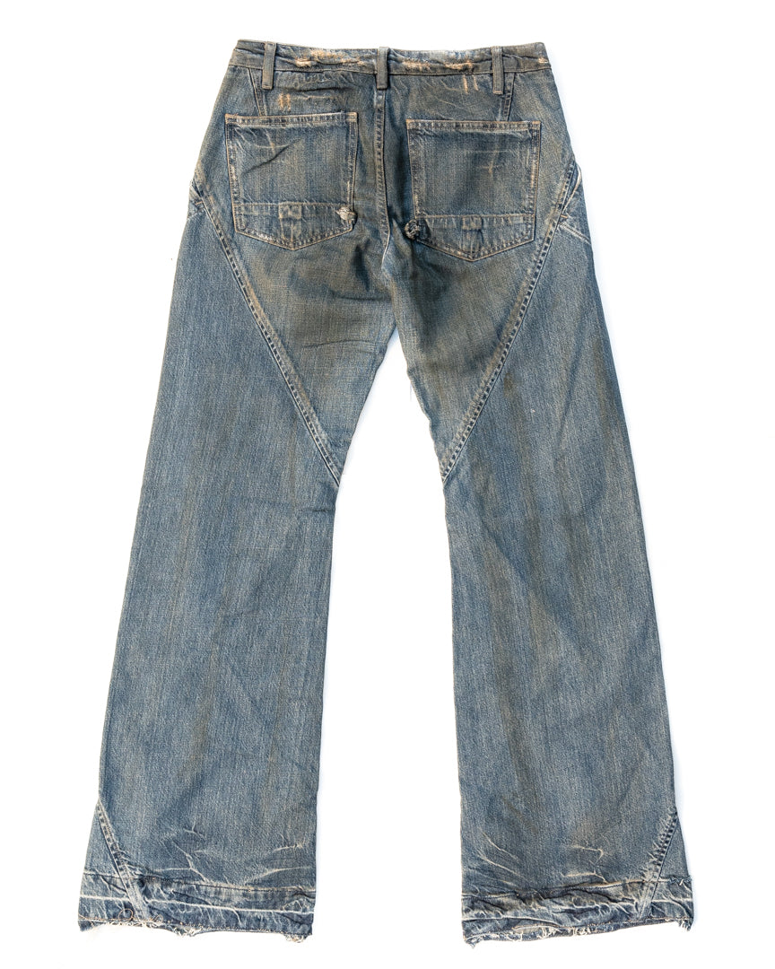 Rick Owens Bias bootcut Jeans in Shredded Hustler Blue – Antidote